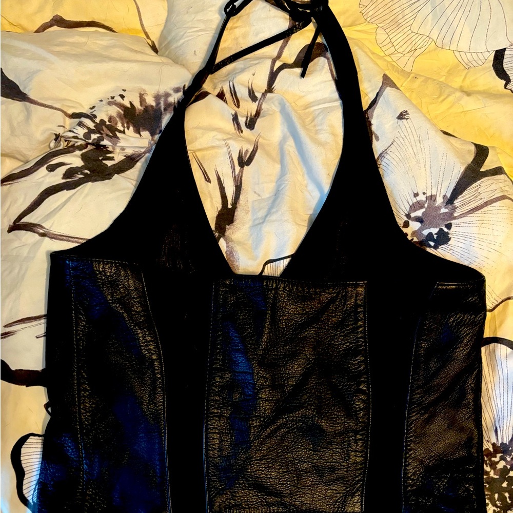 Harley Davidson leather halter top
